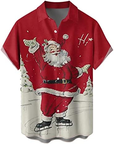 Мъжки Коледна Тениска с Ревери на Дядо Коледа Риза с Къс Ръкав, Мъжки Ризи за Боулинг, Графична Тениска С Ревери,