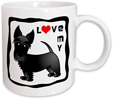3дРоуз Жана Салак Създава кучета - Аз обичам моя Скоти Дог - Черно и Червено Сърце - Чаши (mug_40872_2)