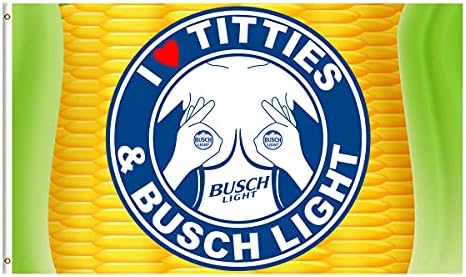 NIKIDAS I Love Titties & Busch Light Flag - Flag Царевично Бира Cave Man Busch 3x5 Фута