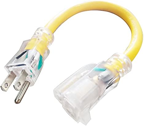 Външен Удължител ЕП дължина 1 метър с подсветка - Удлинительный кабел ултра силна жълт цвят капацитет 12/3 SJTW