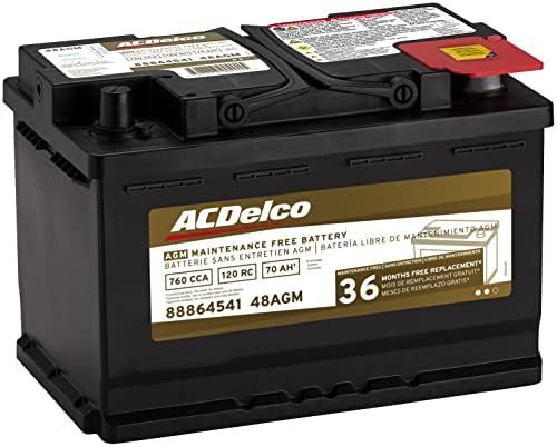 Акумулатор ACDelco 48AGM Professional Automotive AGM BCI Group 48 с Положителния Кабел и Допълнителни батерии