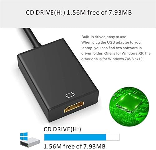 ABLEWE USB Адаптер за HDMI, USB 3.0/2.0 е към HDMI 1080 P Видео Графичен Кабел Конвертор със Звук за Преносими