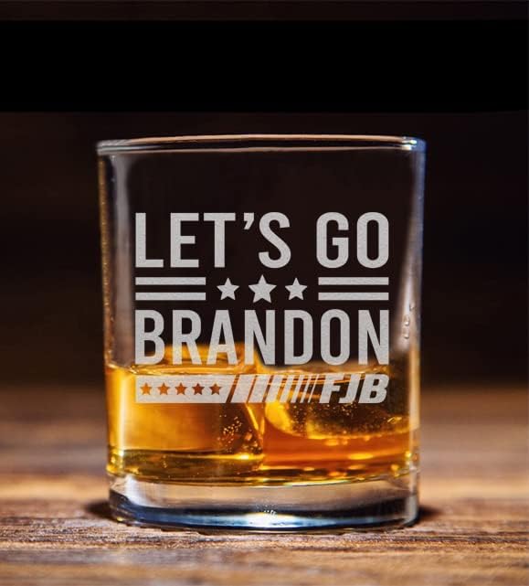 NeeNoNex Let ' s Go Brandon - Чаша за уиски с лазерно гравиран, Забавен и Саркастични Дизайн за подарък консервативен республиканцам