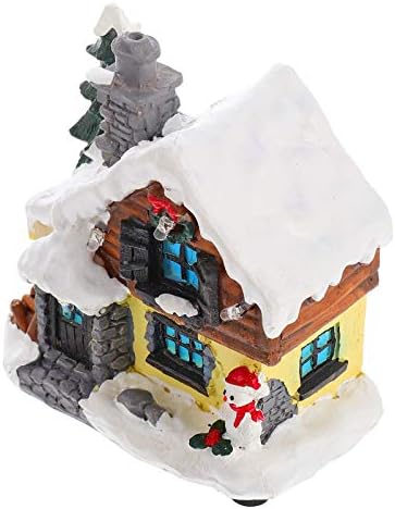 Коледна украса NUOBESTY С led осветление Коледно Снежна Сцена Селска къща Мини Селски Къщи Миниатюрна къща С