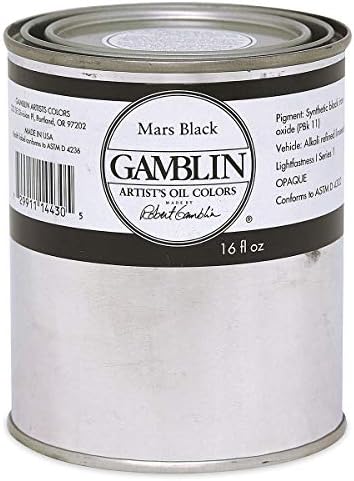 Банката Маслен цвят Gamblin Artist39;s Обем 16 унции - Mars Black