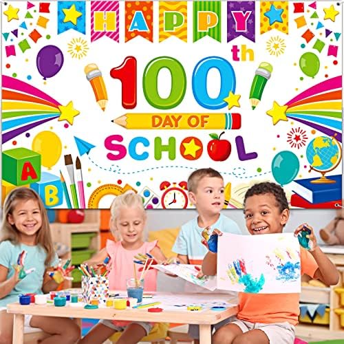 100 Дни в Училищна украса Банер С 100-ия Ден на училищни партита Фон за Фотография за Деца, Ученици на Детската