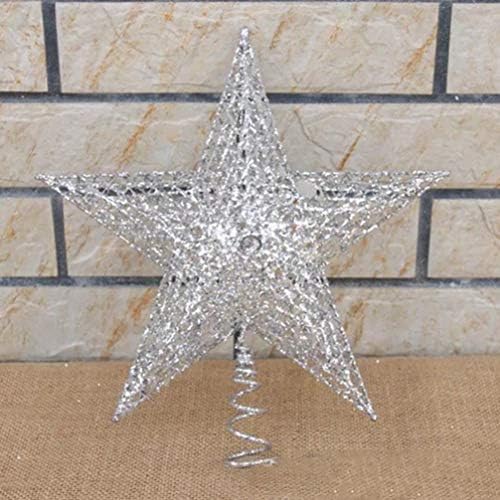 Hemoton Звезда Дърво Topper 15 см Блясък на Коледната Елха Topper Метална Звезда Дърво Топ Блестящ Коледен Topper