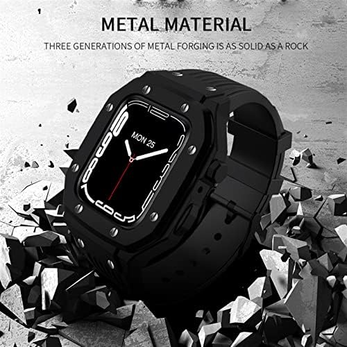 Корпус часа от сплав AZANU Каишка за Apple Watch Band Series 7 45 мм Луксозен Метален Гума комплект за промяна
