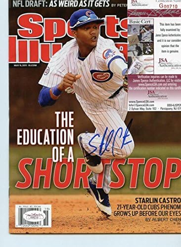 Starlin Castro Sports Illustrated Cubs / янкис Без Етикет, Подписан от Jsa G00710 - Списания MLB с автограф