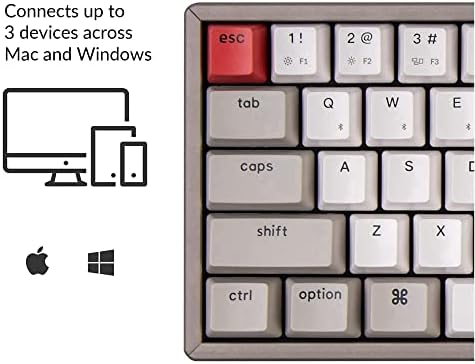 Ключодържател K6 65% Компактен, 68 клавиши, Алуминиева рамка, Безжична Ръчна клавиатура за Mac, Bluetooth, Многозадачност,
