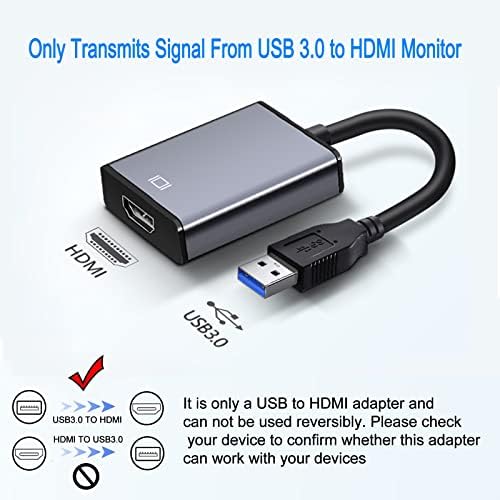 Адаптер Duomigo USB-HDMI, Конвертор USB 3.0-HDMI за няколко монитора Поддръжка на Windows 11/10/8/7, Mac