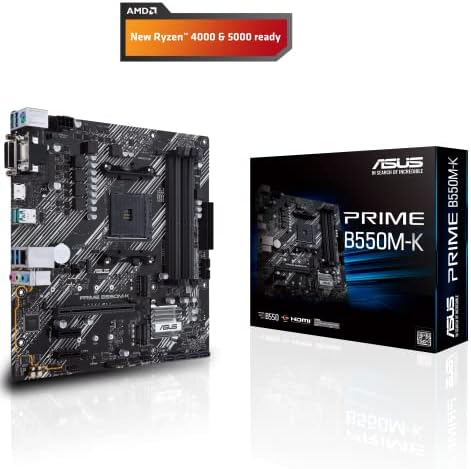 Дънна платка ASUS Prime B550M-K AMD AM4 Дзен 3 Ryzen 5000 и Ryzen Micro-ATX и 3-то поколение (PCIe 4.0, ECC