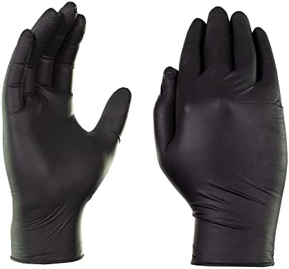 Промишлени ръкавици GLOVEWORKS черни еднократна нитриловые, 5 на Хиляда, Без латекс и прах, безопасни за хранителни