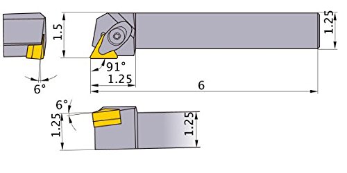 Mitsubishi Materials DTGNR-204 DTGN Външен държач на инструмента с двойна Скоба с Триъгълна въртяща се плоча 0,500 IC, надясно, ъгъл на наклон 91° G, на ъгъла на разтоварване 0°, височина 1