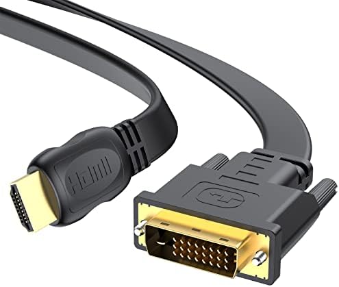 Кабел HDMI-DVI 6 фута, Двупосочен Адаптера DVI-D от щепсела до штекеру HDMI изход за компютърен монитор, Елегантен