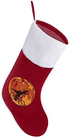 Ретро Динозаврите се Вози На Велосипед Луната Коледни Чорапи, Чорапи с Плюшено Камина, Окачени за Коледната Елха Начало Декор