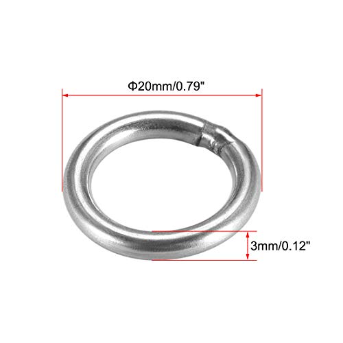 О пръстен uxcell 201 от неръждаема стомана, 20 мм (0,79 инча) Външен Диаметър 3 мм и Дебелина, Връзване на Заварките