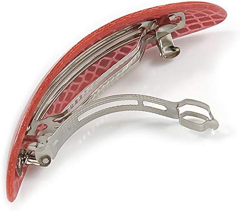 Акрилна Овални Шнола/Скоба за коса Avalaya Pink с Змеиным принтом Сребрист цвят Дължина 90 мм