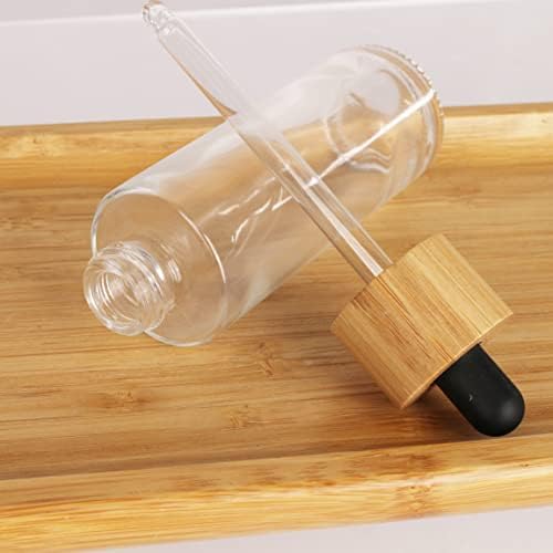 COSIDEA 6 бр., празна бутилка от прозрачно стъкло с обем 30 мл/1 унция с дървени бамбукови капаци-капельницами
