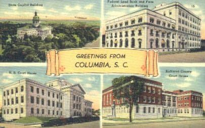 Пощенска картичка от Колумбия, Южна Каролина